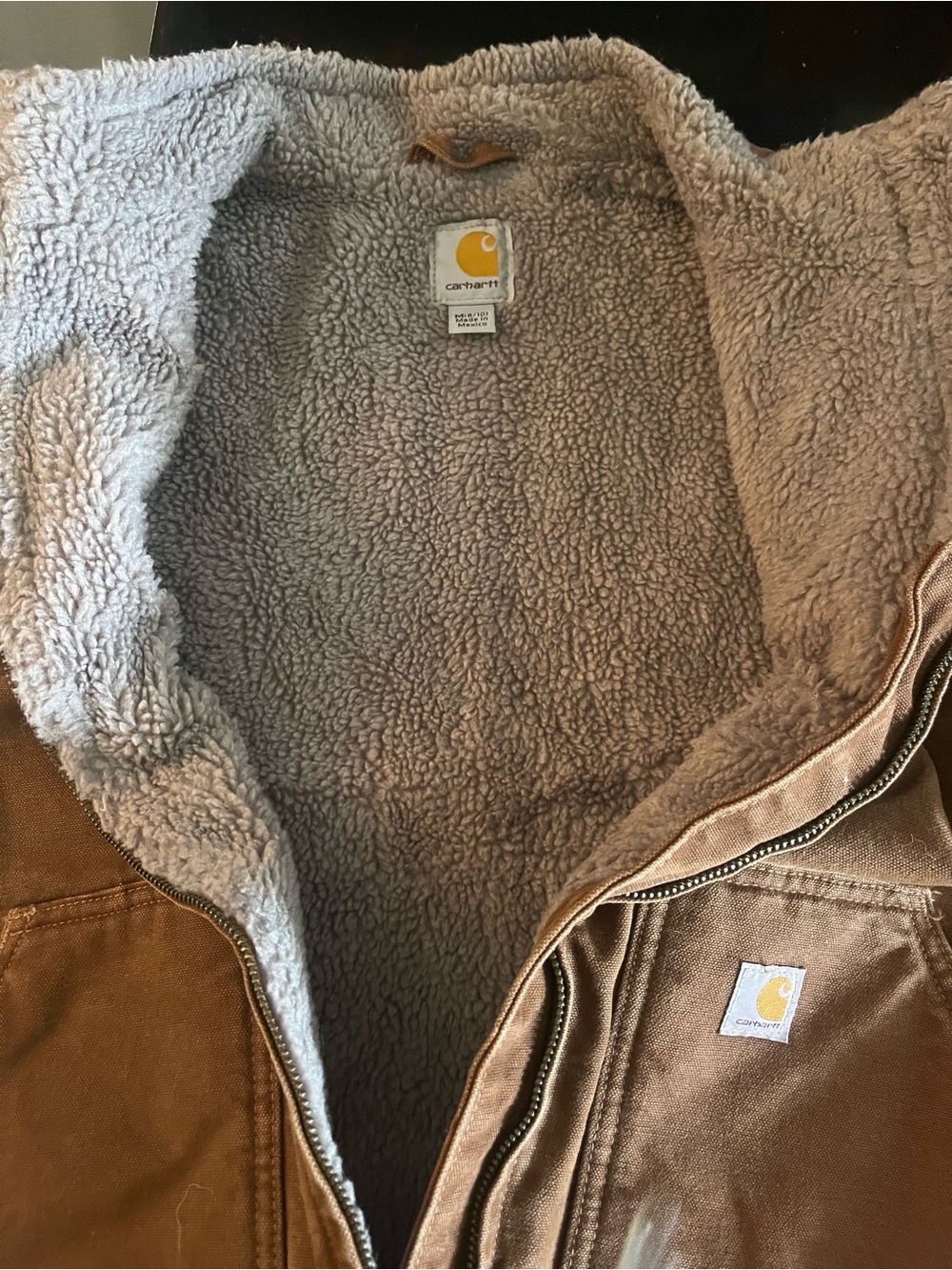 Carhartt Brown Sherpa-Lined Kids Vest with Front Pockets - Picture 3 of 3